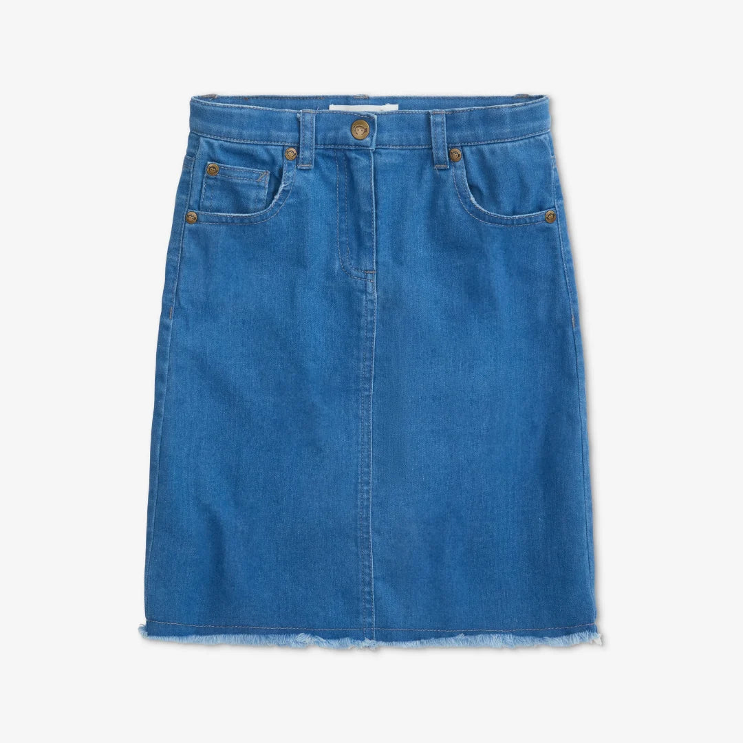Embroidered Sun Jean Skirt