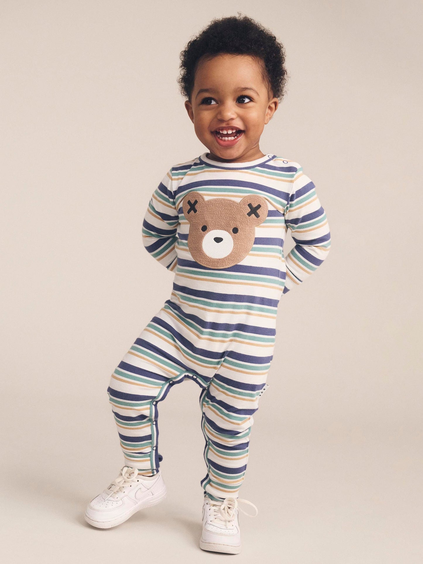 Multi Stripe Bear Romper