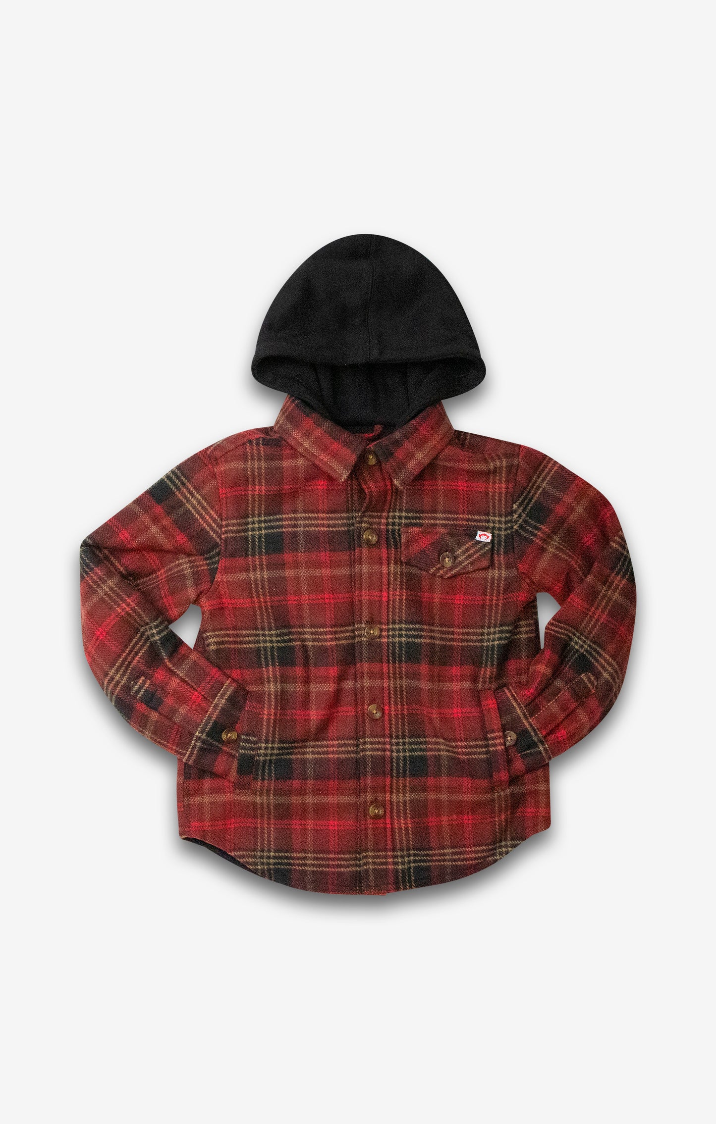 Red & Black Plaid Hooded Shirt