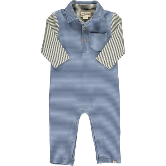 Blue Cosy Polo Romper - Wild Plains