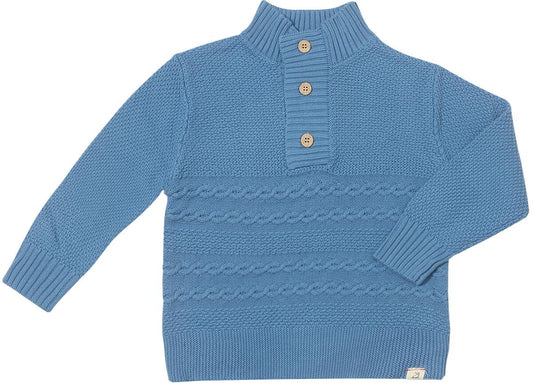 Blue Cable Sweater - Wild Plains