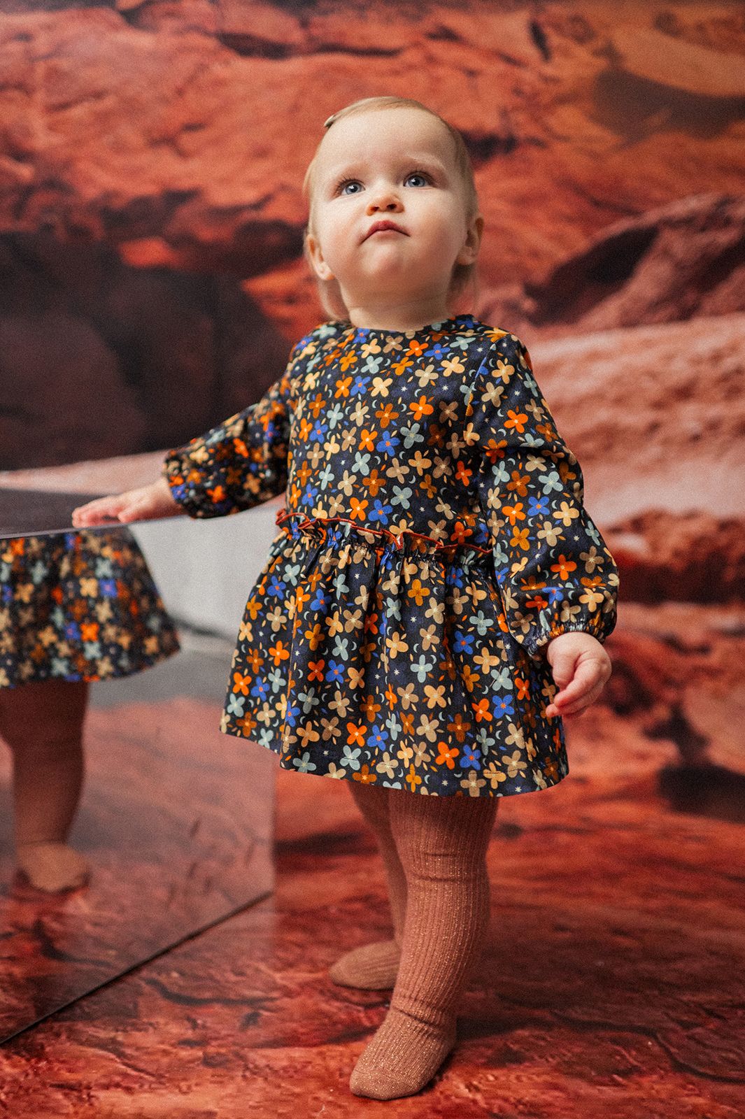 Navy With Flowers Baby Dress - Wild Plains