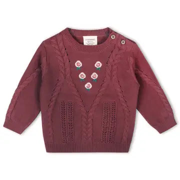 Floral Cable Knit Baby Sweater - Wild Plains