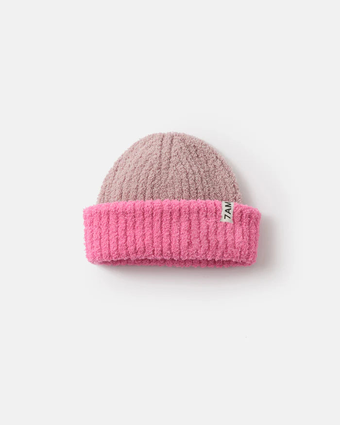 Pink 2-Tone Beanie Fuzzy - Wild Plains