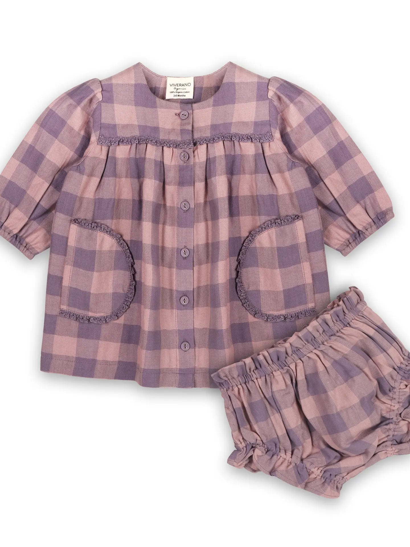 Lace Gingham Baby Dress Set - Wild Plains