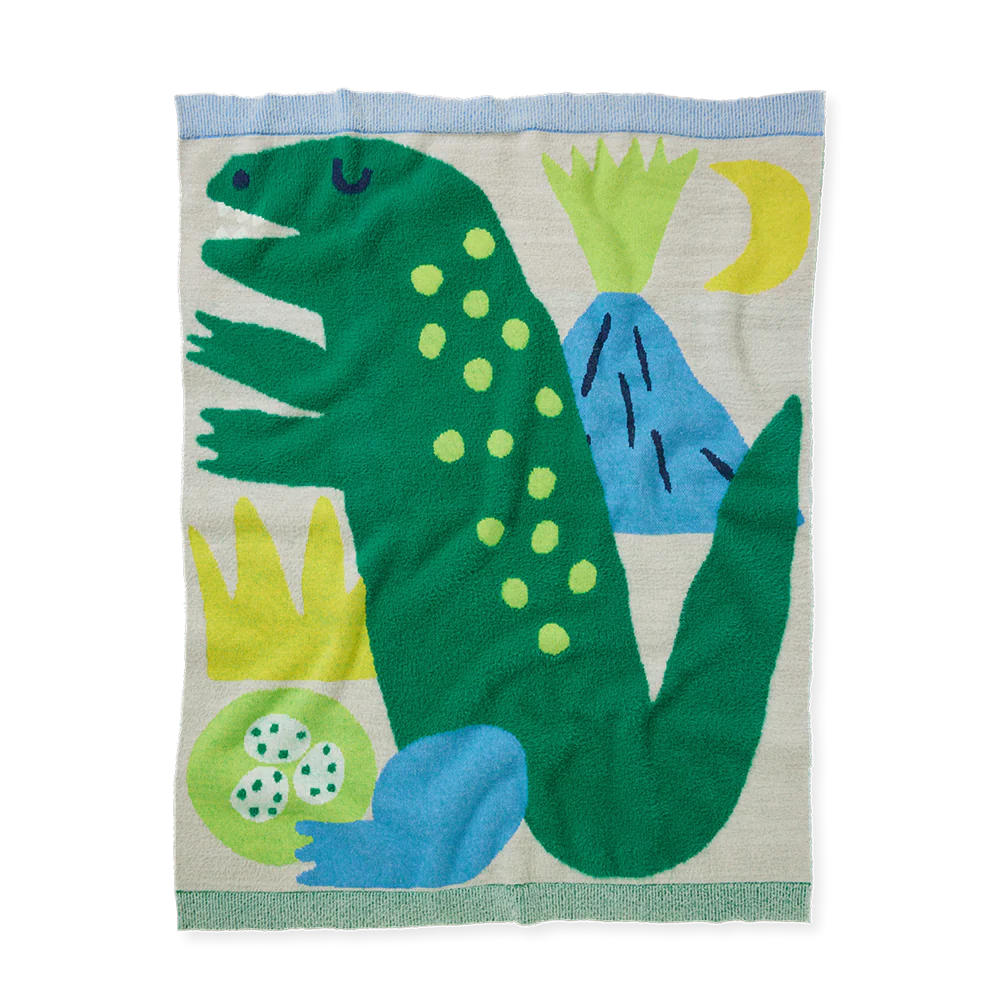 Dino Fluffy Knit Blanket - Wild Plains