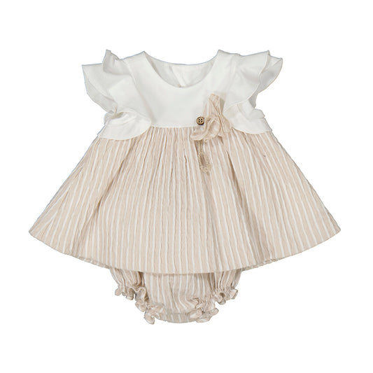 Tan Stripe Baby Dress - Wild Plains