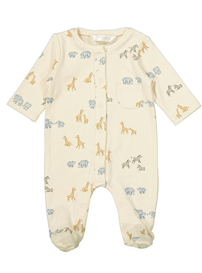 Cream Blue Animal Footie