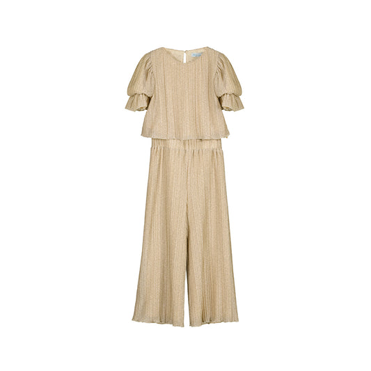 Gold Pleated Pant Set - Wild Plains