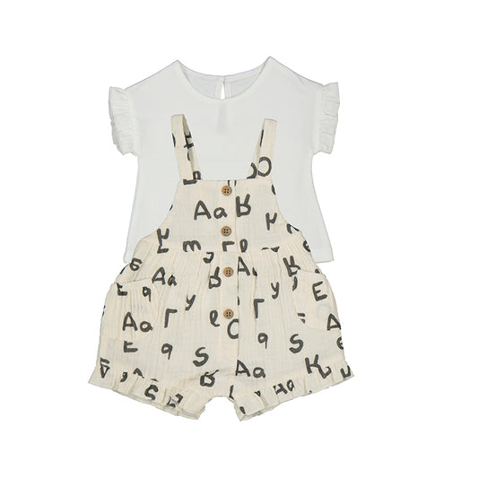Alphabet Ruffle Overall Set - Wild Plains
