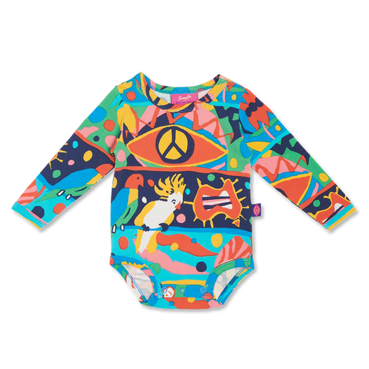 Bush Paradise Long Sleeve Bodysuit - Wild Plains