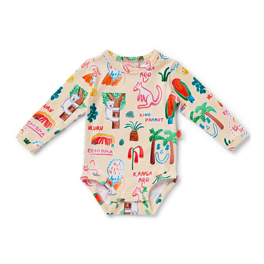 Coo-ee Long Sleeve Bodysuit - Wild Plains