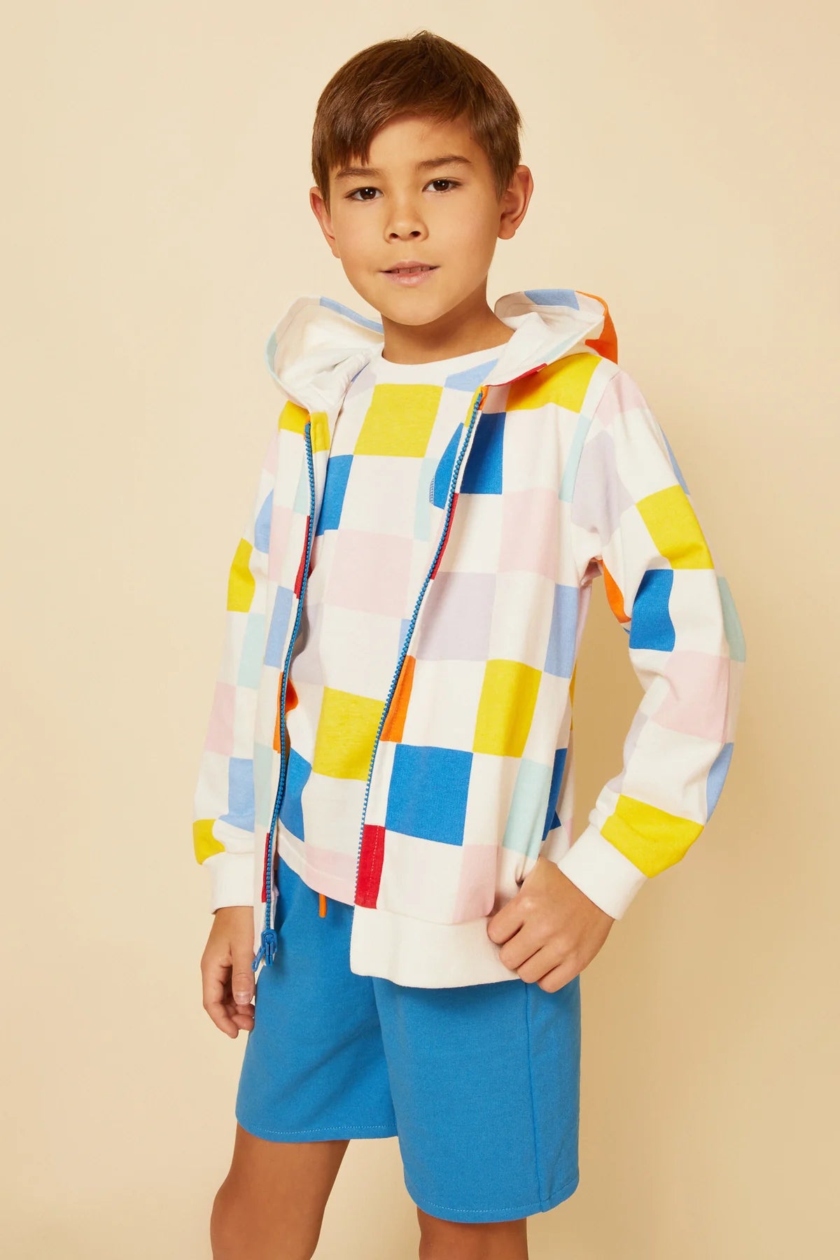 Checkered Zip-up Hoodie
