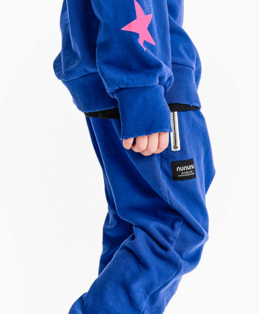 Blue Side Zip Baggy Pants