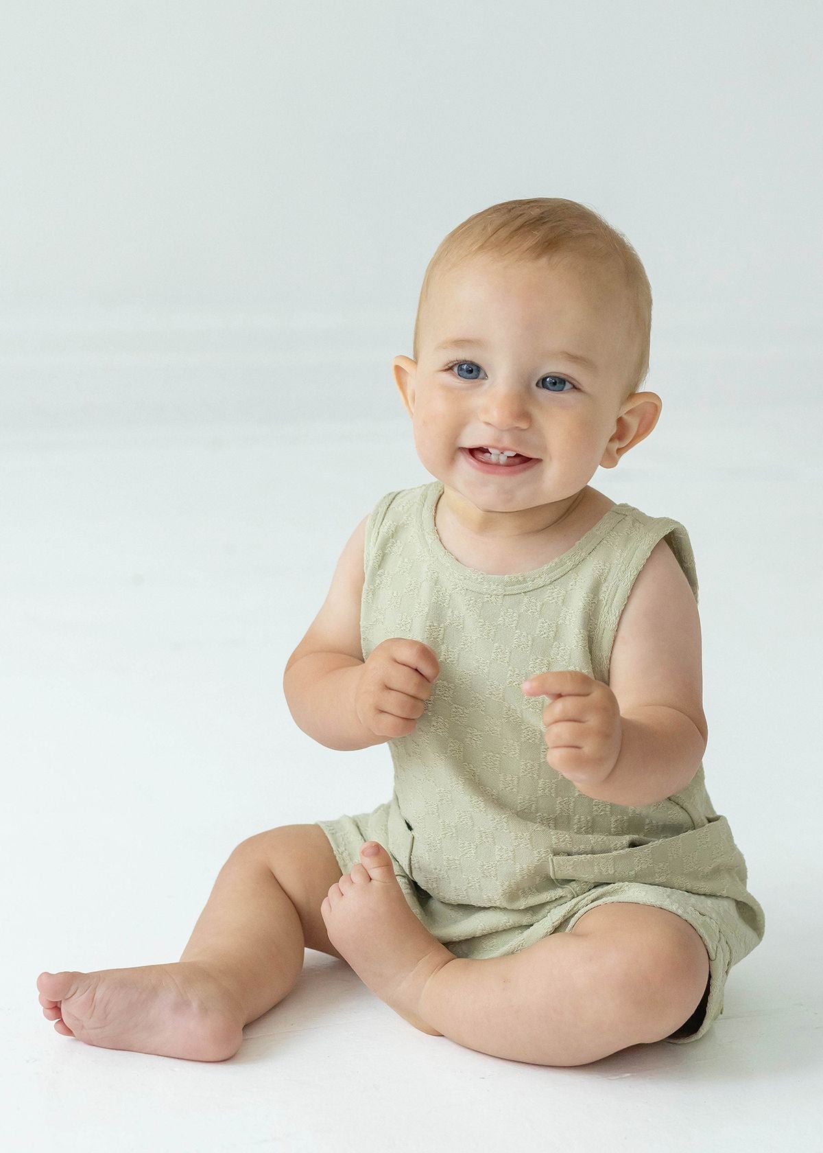 Light Green Check Romper