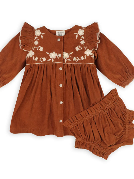 Floral Corduroy Baby Dress Set - Wild Plains